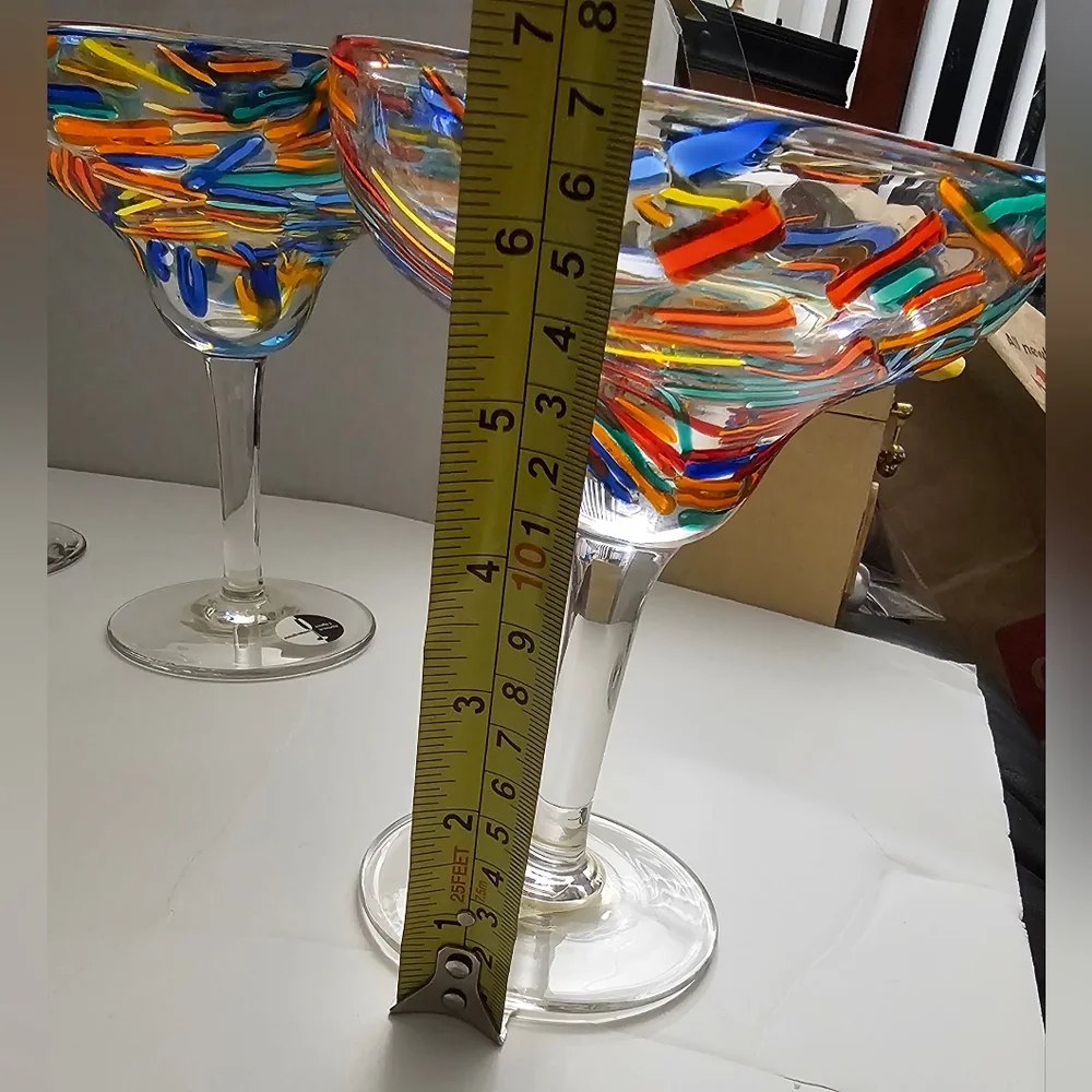 Pier 1 Margarita Glasses Pier 1 Glasses Pier 1 Confetti Glasses Mouth Blown NEW